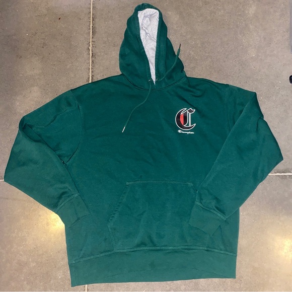 Champion Authentic Athleticwear Green Hooded Pullover Sweatshirt Mens Size Large - Picture 1 of 4